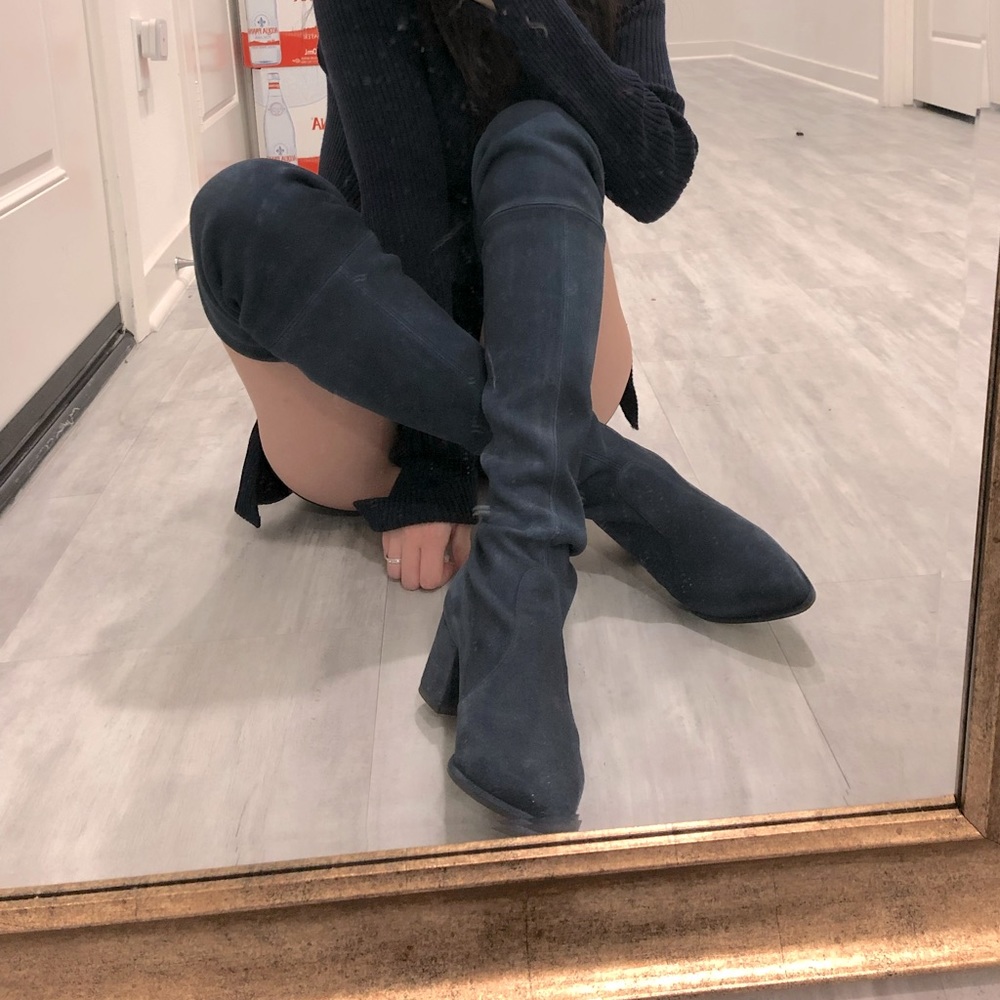 stuart weitzman sw thighland blue suede sz6